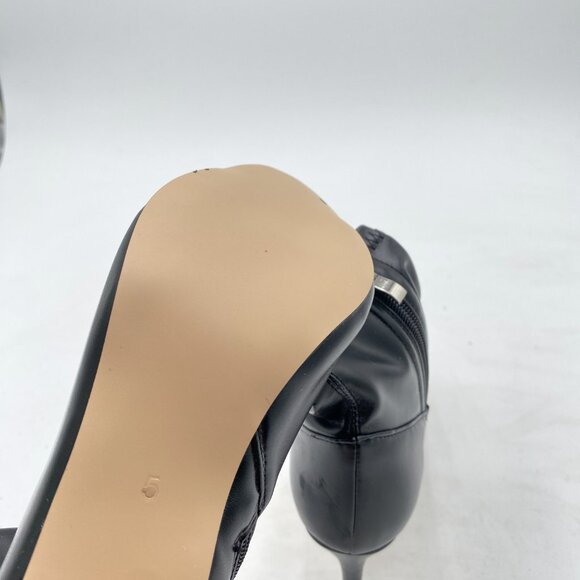 Black Women Dressy Peep Toe High Heel Ankle Boots Stiletto Side Zipper Shoes - Picture 4 of 6